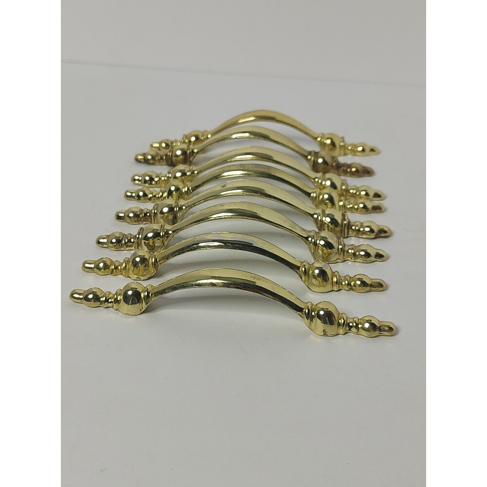 Vtg Amerock 750-1 Brass, Base Metal Drawer Pulls Handles 3" CTC,  8 Pack, 5 In